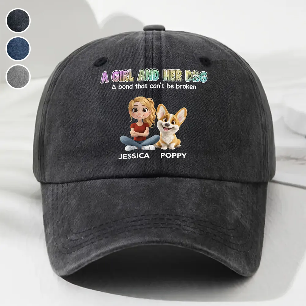 Denim Baseball Cap, Vintage Washed, Custom Pet Graphic, Casual Sun Shield, Unique Gift for Dog & Cat Moms - Image 10