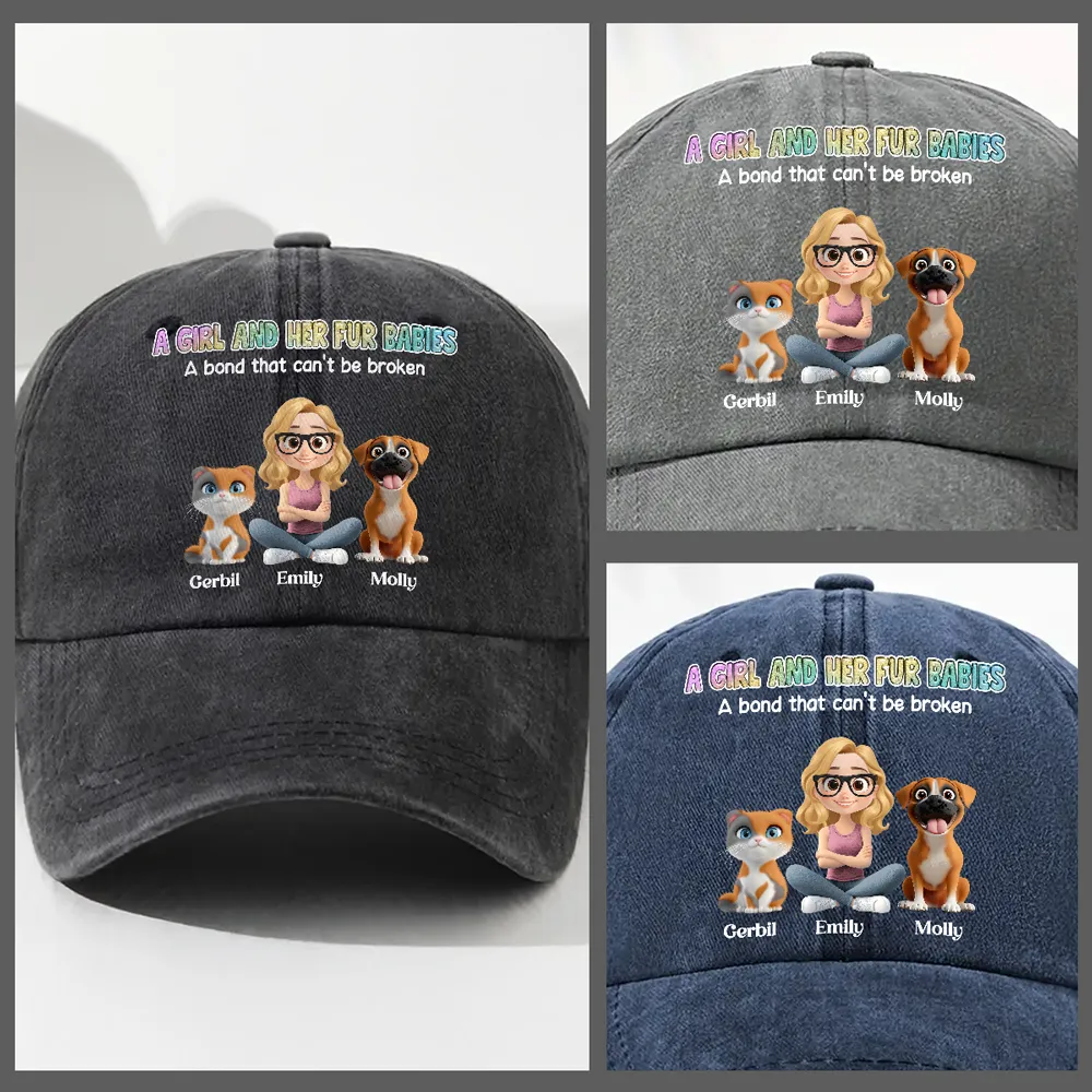 Denim Baseball Cap, Vintage Washed, Custom Pet Graphic, Casual Sun Shield, Unique Gift for Dog & Cat Moms - Image 7