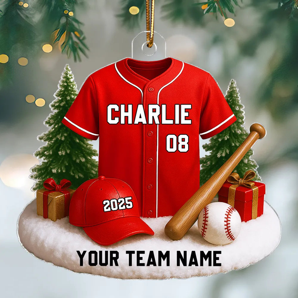 Custom Baseball Jersey Acrylic Ornament with name & number personalization, perfect team or fan holiday gift - Image 3