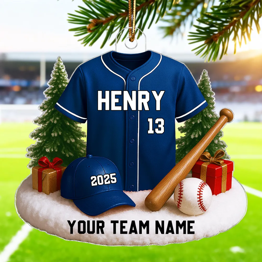 Custom Baseball Jersey Acrylic Ornament with name & number personalization, perfect team or fan holiday gift - Image 8