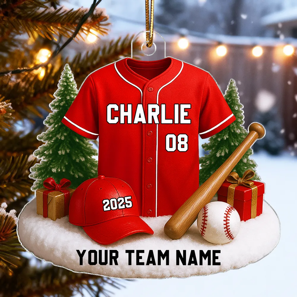 Custom Baseball Jersey Acrylic Ornament with name & number personalization, perfect team or fan holiday gift - Image 9