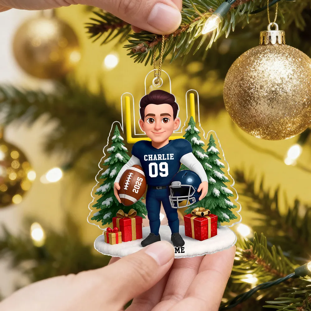 Acrylic Ornament Cute Football Player with Gifts & Trees, Festive Decor, Creative Gift for Kids and Football Lovers - Image 14