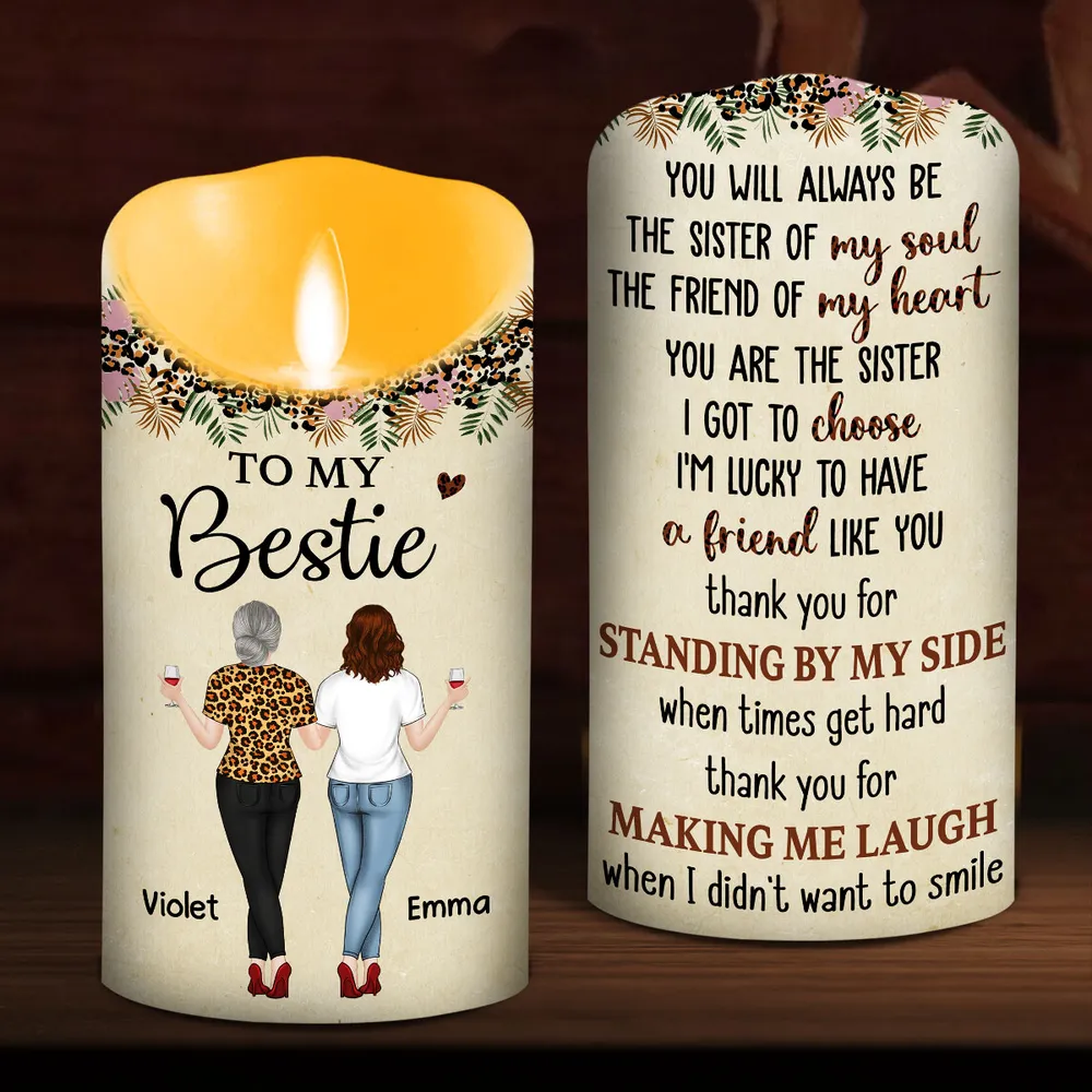 To My Bestie Flameless LED Candle with warm message design, perfect friendship keepsake and thoughtful gift for best friends