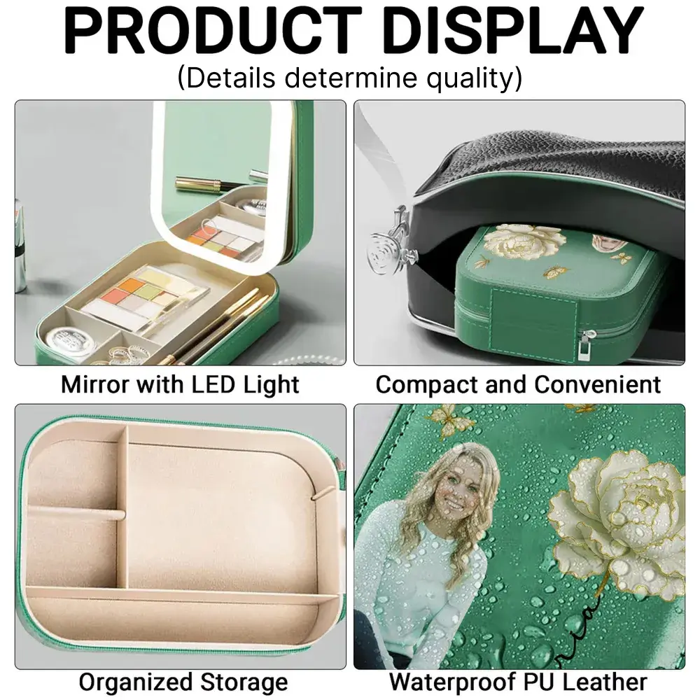 Blooming Soul with Photo – Personalized LED Mirror Jewelry Box in Multiple Colors – A Thoughtful Gift for Women - Image 5