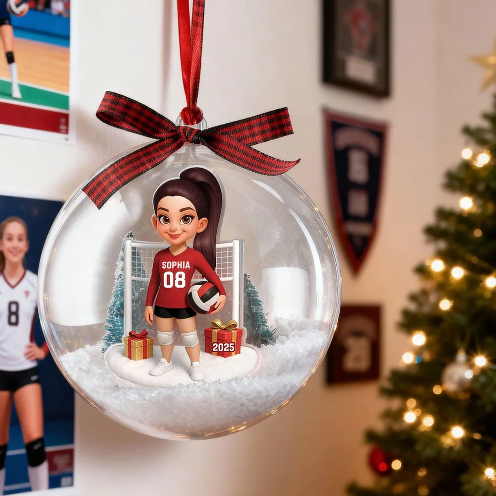 Custom Volleyball Girl Ornament - Unique Christmas Snow Globe Gift for Daughter, Teammate or Sports Lover Keepsake - Image 2