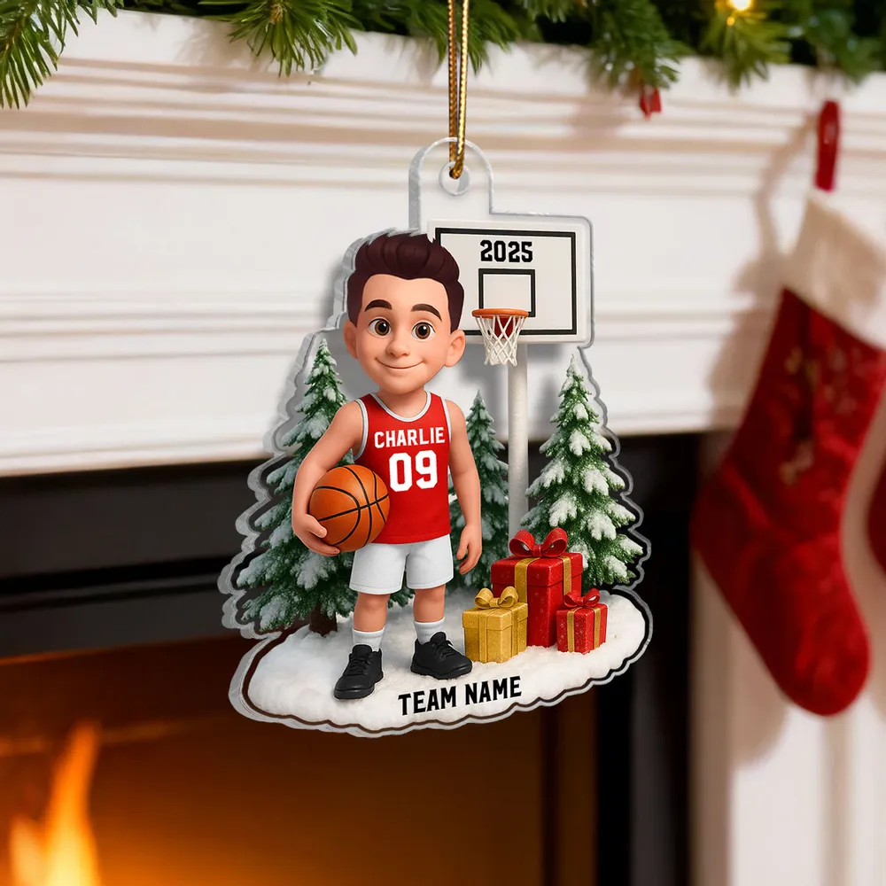 Basketball Acrylic Ornament with Custom Design – Festive Tree Decoration & Perfect Gift for Sports Lovers - Image 2