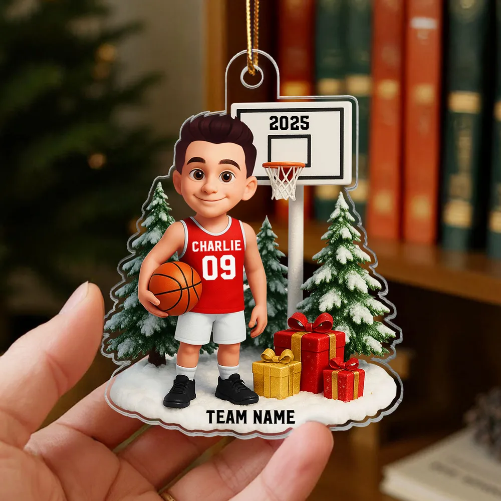 Basketball Acrylic Ornament with Custom Design – Festive Tree Decoration & Perfect Gift for Sports Lovers - Image 3