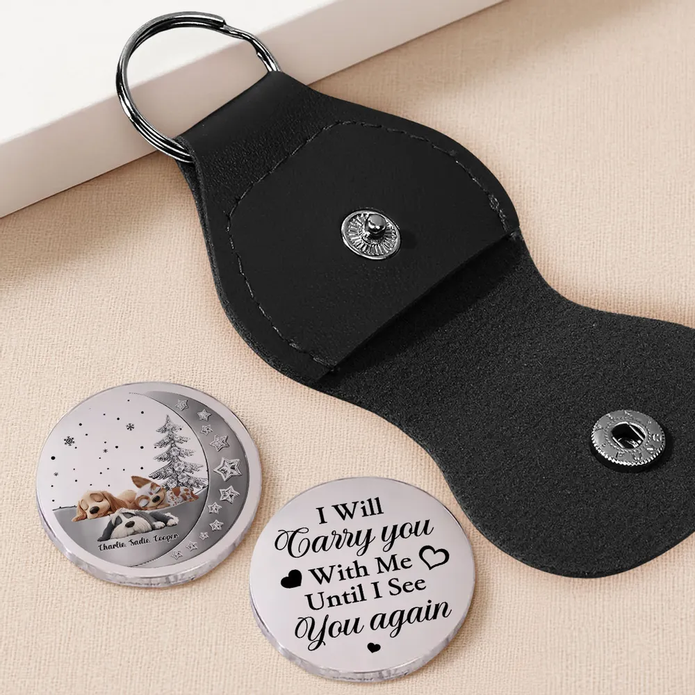 Carry Me Close Pocket Hug Memorial Gift, Clear Print Metal Coin with Leather Keychain Case, Portable Pet Remembrance Keepsake - Image 3