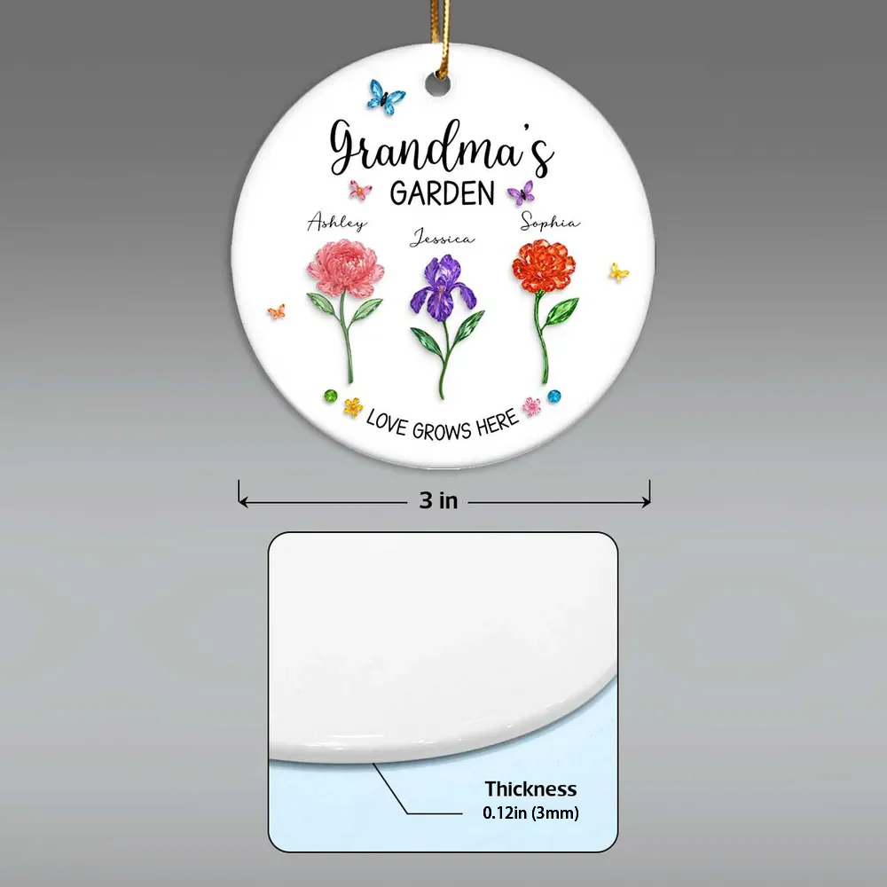 Grandma’s Garden Ceramic Ornament — Love Grows Here, a Beautiful Gift Full of Blooming Memories - Image 4