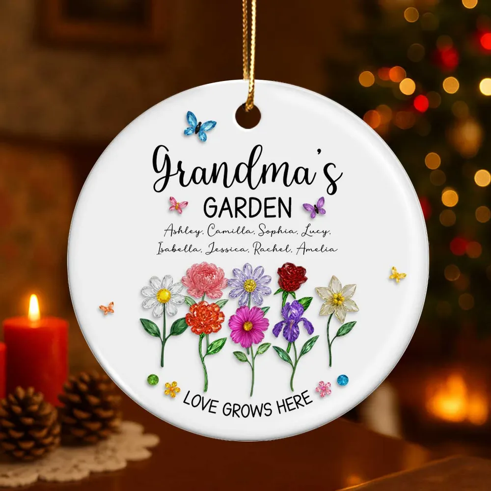 Grandma’s Garden Ceramic Ornament — Love Grows Here, a Beautiful Gift Full of Blooming Memories - Image 7