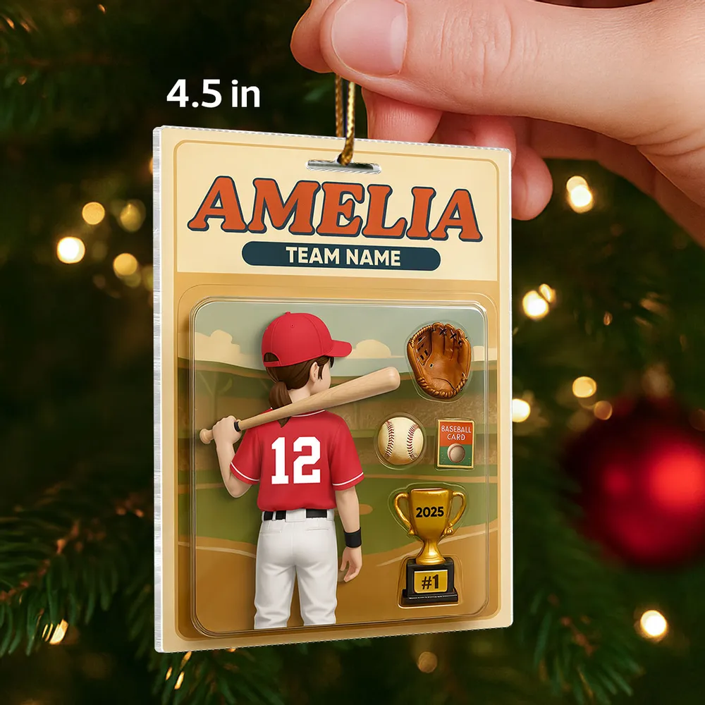 Baseball Player Custom Figure 3D Effect - Personalized Acrylic Ornament - Christmas Gift for Son, Daughter, Grandkids - Image 2