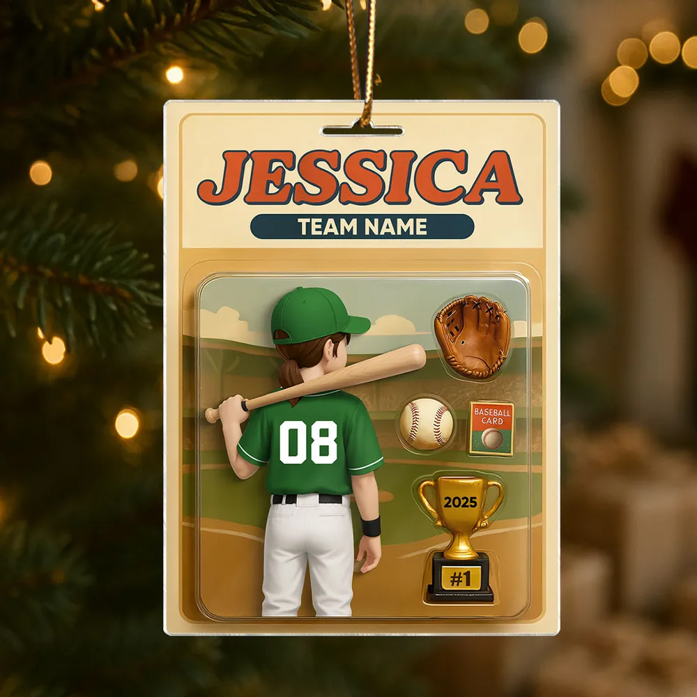 Baseball Player Custom Figure 3D Effect - Personalized Acrylic Ornament - Christmas Gift for Son, Daughter, Grandkids - Image 5