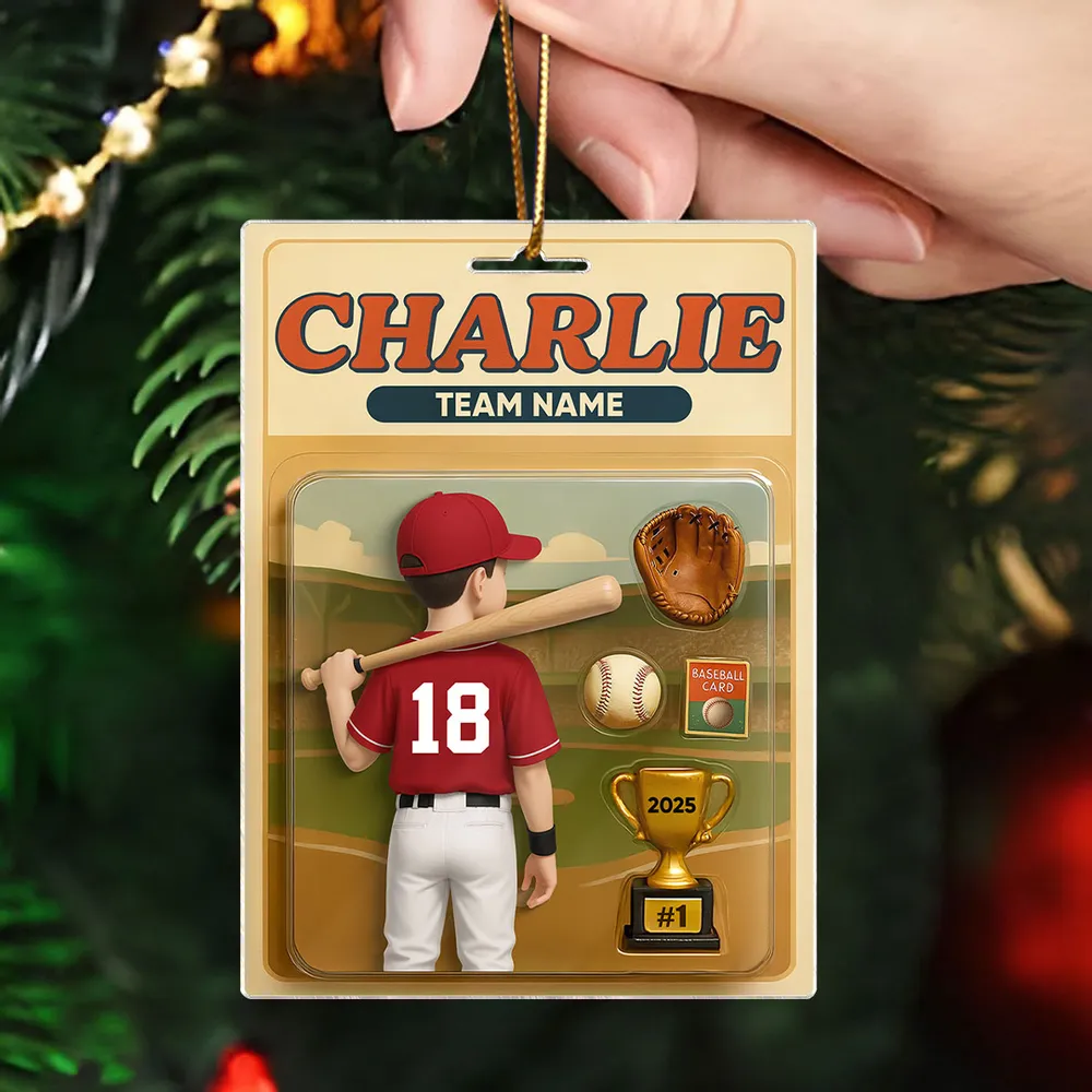 Baseball Player Custom Figure 3D Effect - Personalized Acrylic Ornament - Christmas Gift for Son, Daughter, Grandkids - Image 6