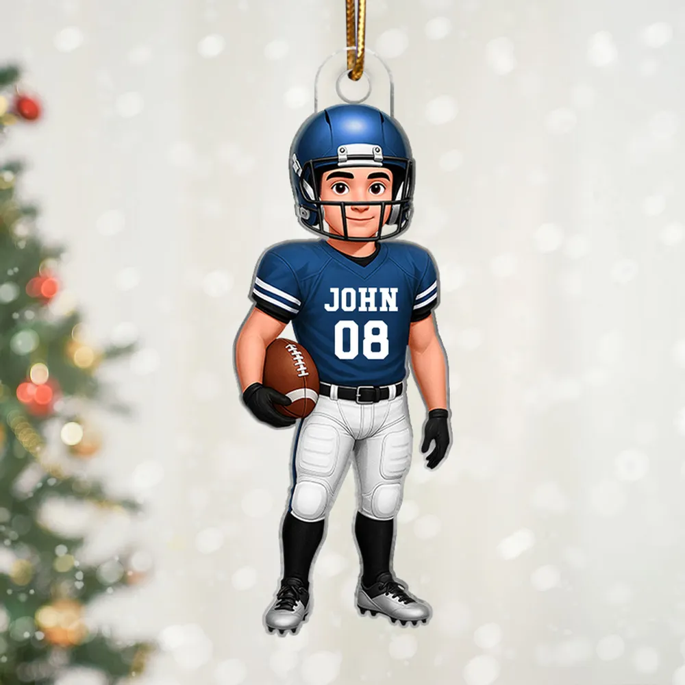 Personalized Football Player Acrylic Ornament, High-Quality Print, Gift-Ready Keepsake for Athletes - Image 2