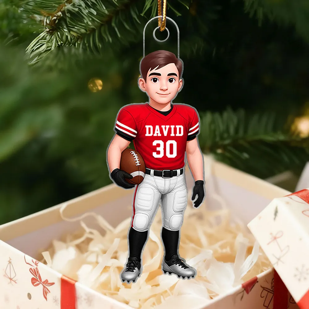 Personalized Football Player Acrylic Ornament, High-Quality Print, Gift-Ready Keepsake for Athletes - Image 3