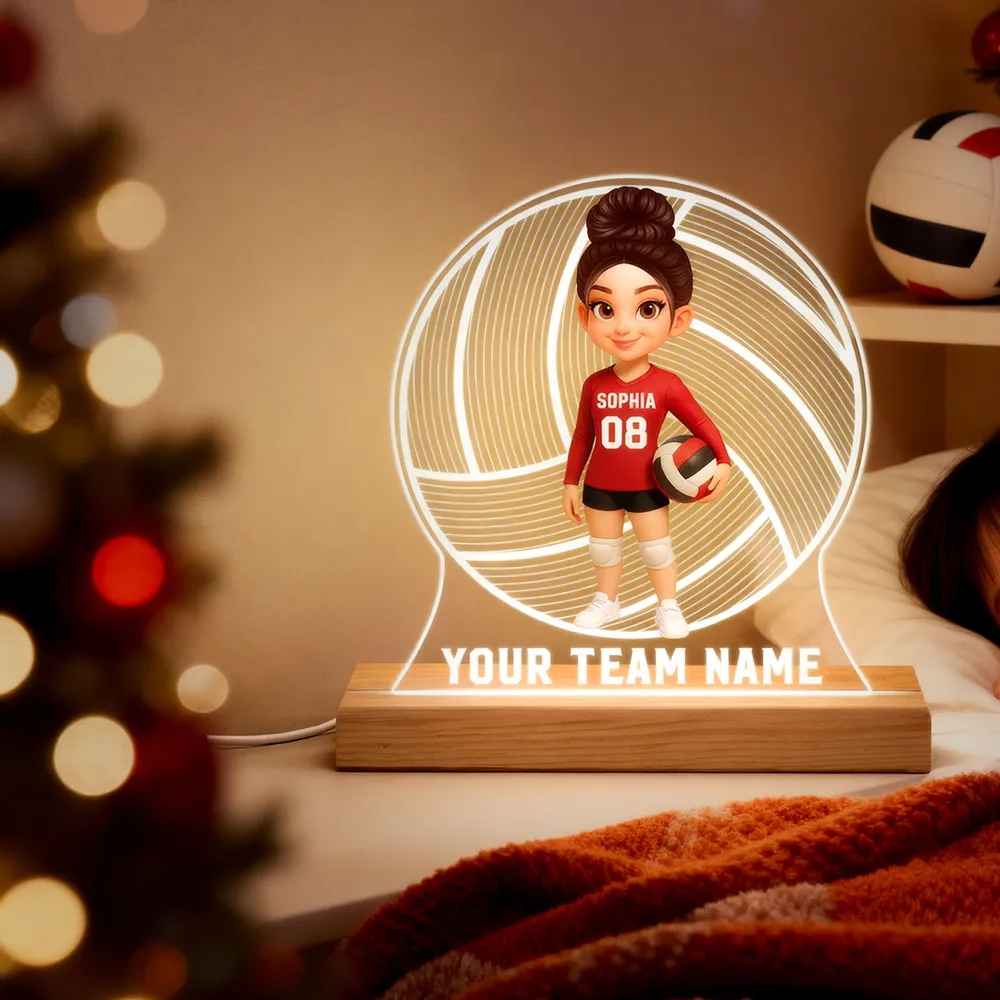 Custom Volleyball LED Light Plaque – Personalized LED Lamp, Perfect Gift for Teammates or Sports Lovers - Image 5