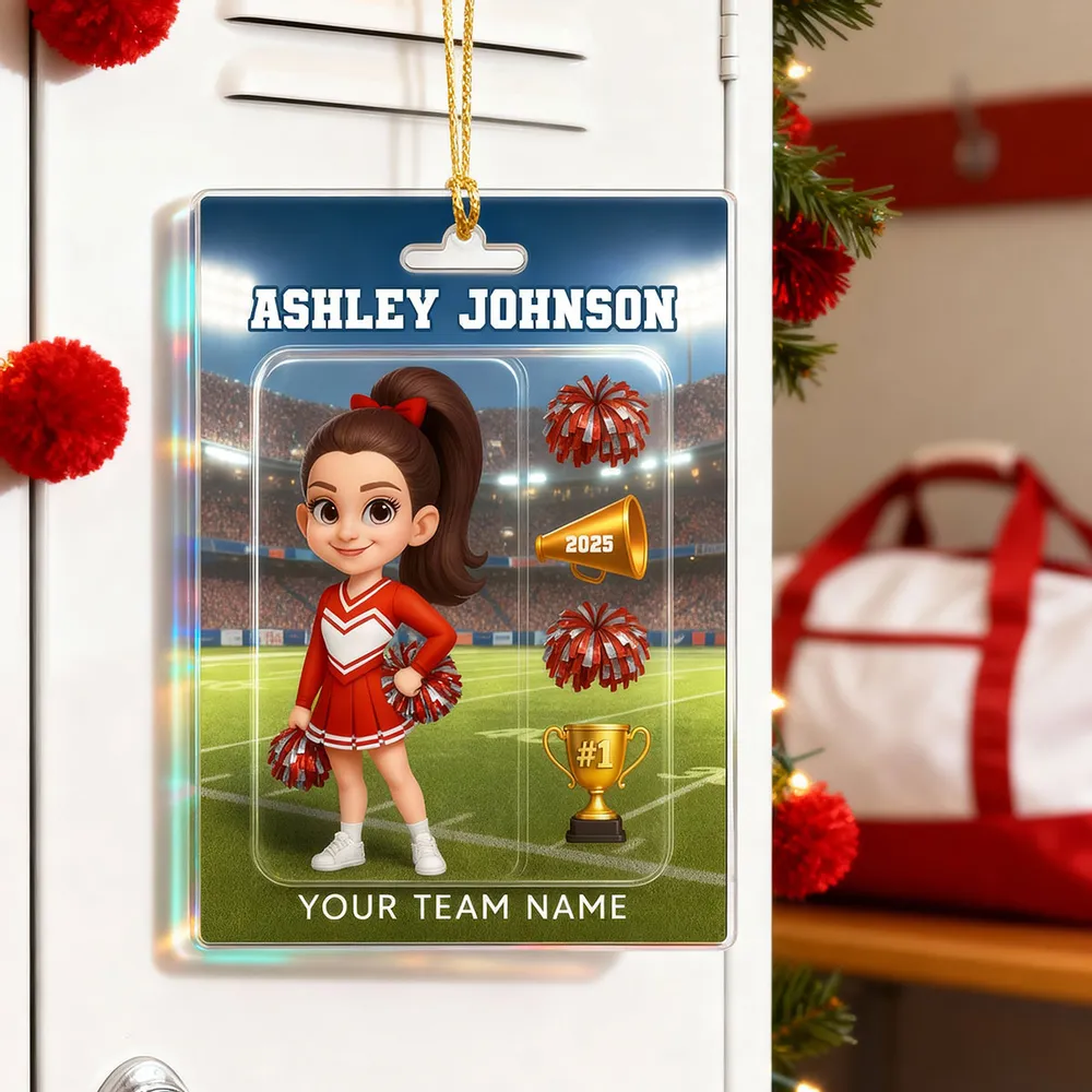 Cheerleader Acrylic Ornament, Custom Team Spirit Stadium Design, Festive Tree Decor, Unique Gift for Daughter or Sports Fan - Image 8