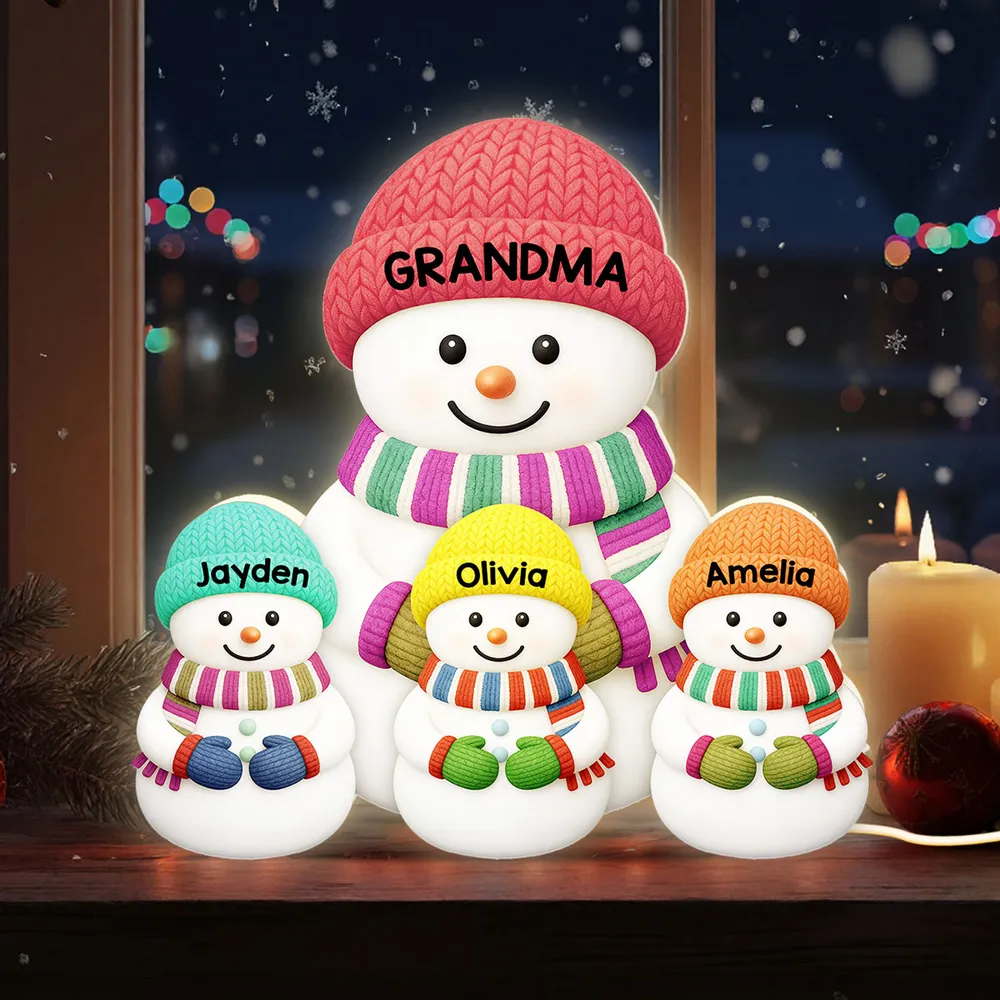 Acrylic Light Box Snowman Family, Personalized Christmas Decor with Soft Warm Glow, Unique Gift for Grandma & Grandpa - Image 2