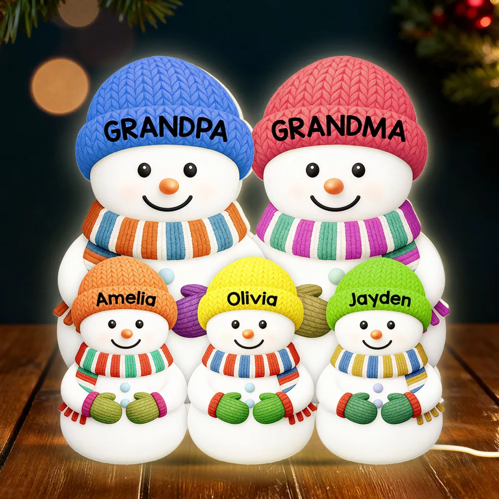 Acrylic Light Box Snowman Family, Personalized Christmas Decor with Soft Warm Glow, Unique Gift for Grandma & Grandpa - Image 3