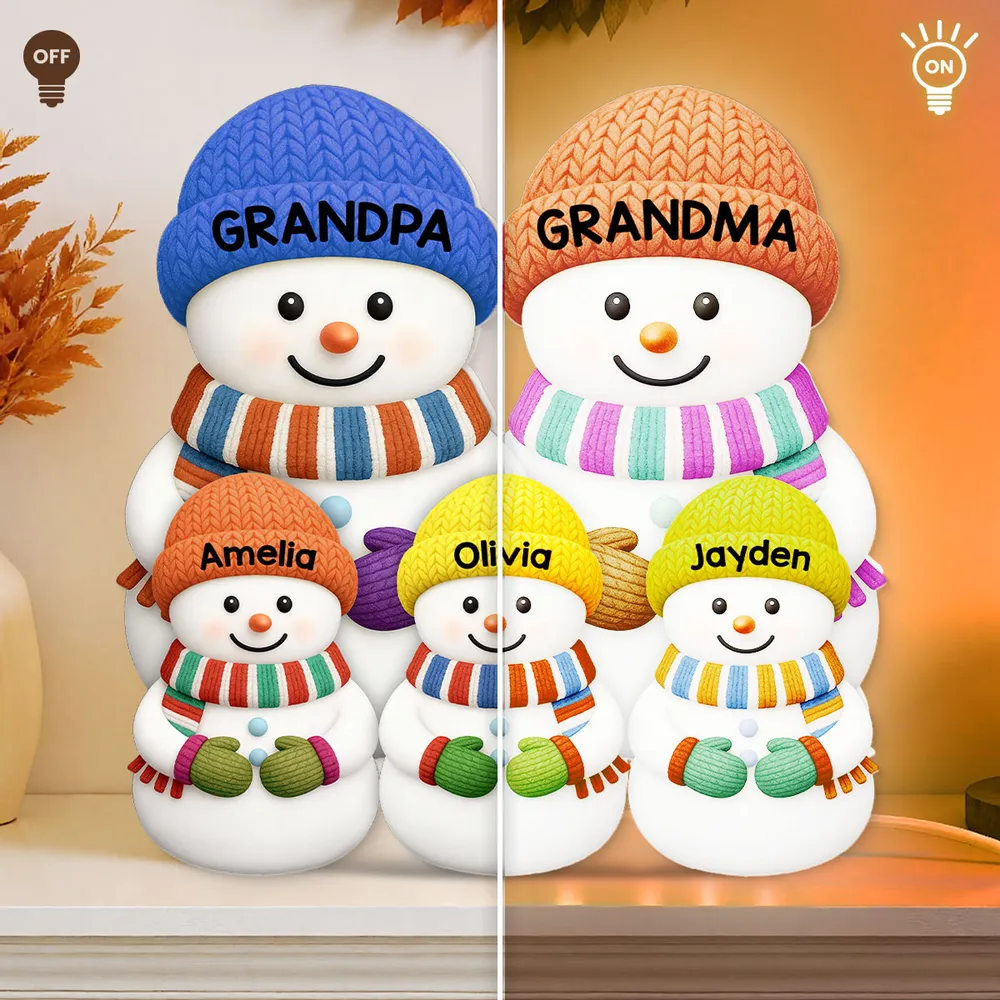 Acrylic Light Box Snowman Family, Personalized Christmas Decor with Soft Warm Glow, Unique Gift for Grandma & Grandpa - Image 5