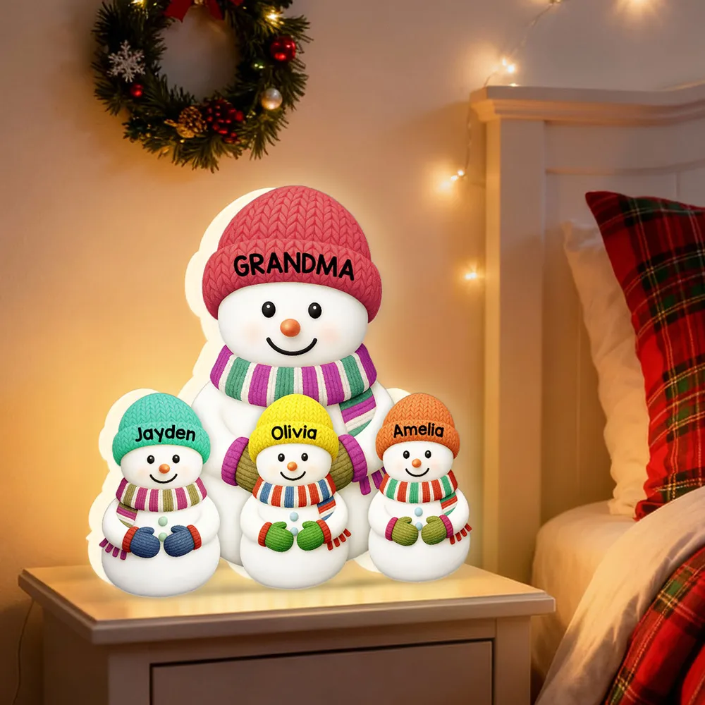 Acrylic Light Box Snowman Family, Personalized Christmas Decor with Soft Warm Glow, Unique Gift for Grandma & Grandpa - Image 7