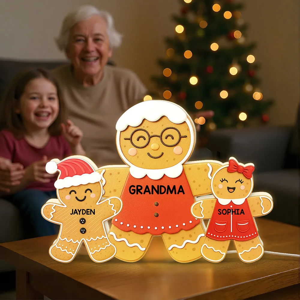 Acrylic Light Box - Gingerbread Grandma & Grandkids, Custom, Christmas Decor, Warm Glow Keepsake, Unique Gift for Grandma - Image 10