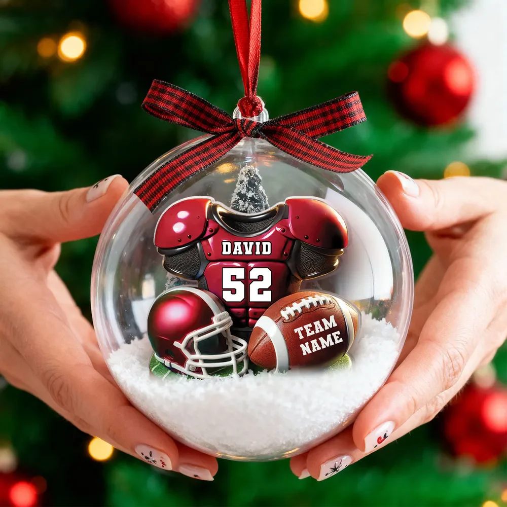 Acrylic Snow Globe Ornament with 3D Christmas Tree Inside, Clear Holiday Hanging Decor, Creative Gift for Him, Kids, Friends & Sports Fans - Image 3