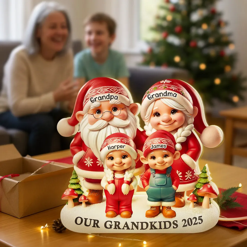 Christmas Acrylic Light Box, Custom Family Characters, Warm Glow Mantel Decor, Unique Gift for Grandma & Grandpa - Image 3