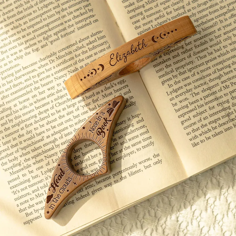 Book Page Holder, Engraved Wooden Thumb Page Turner for One-Hand Reading, Unique Gift for Book Lovers, Teachers, Mom or Dad - Image 2