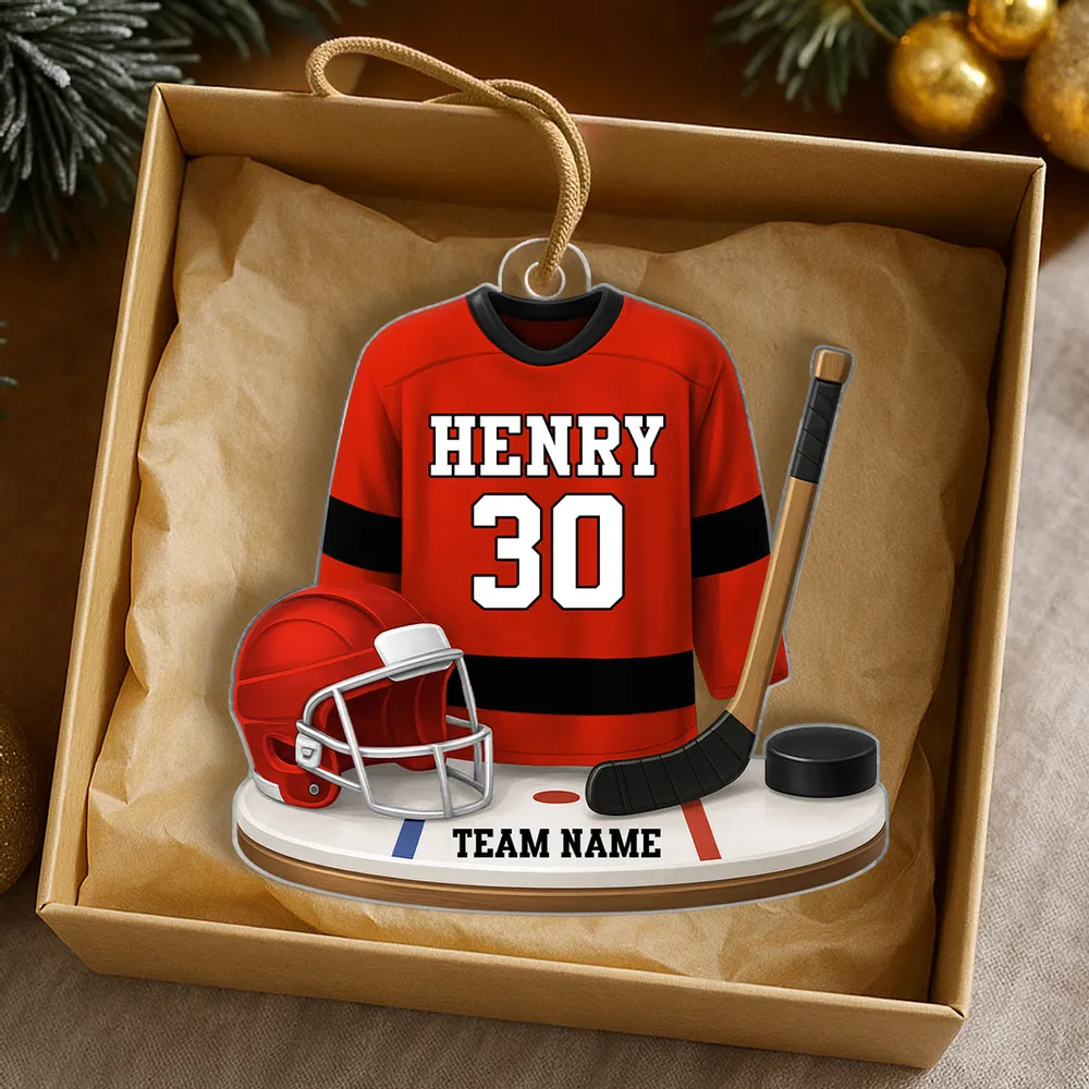 Acrylic Ornament Hockey Jersey, Customizable, Holiday Tree Ready, Team Spirit Keepsake, Unique Gift for Players & Fans - Image 3