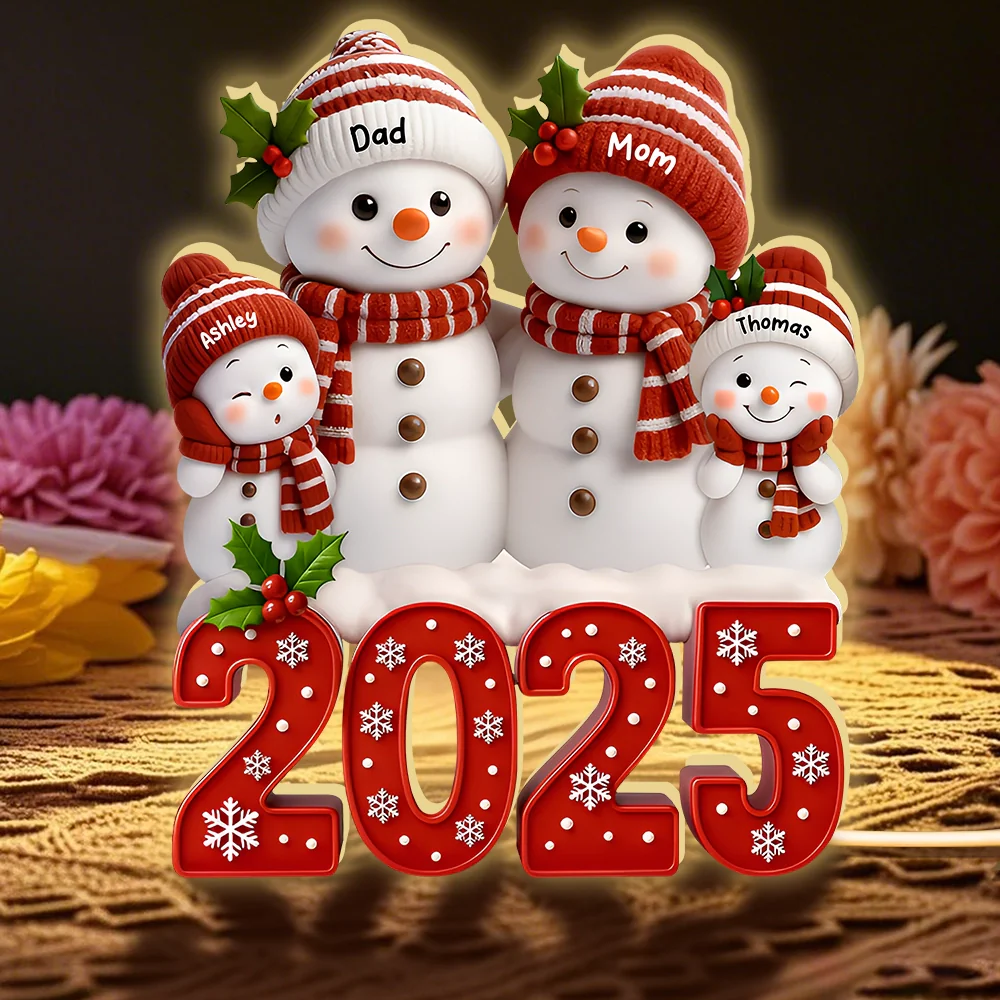Acrylic Light Box with Festive Snowman Family, Soft Light for Mantel or Bedroom, Heartwarming Holiday Keepsake & Creative Gift - Image 2