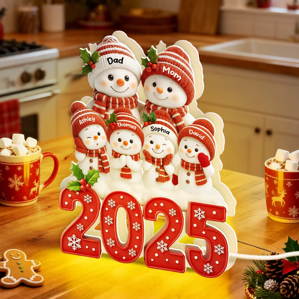 Acrylic Light Box with Festive Snowman Family, Soft Light for Mantel or Bedroom, Heartwarming Holiday Keepsake & Creative Gift - Image 6