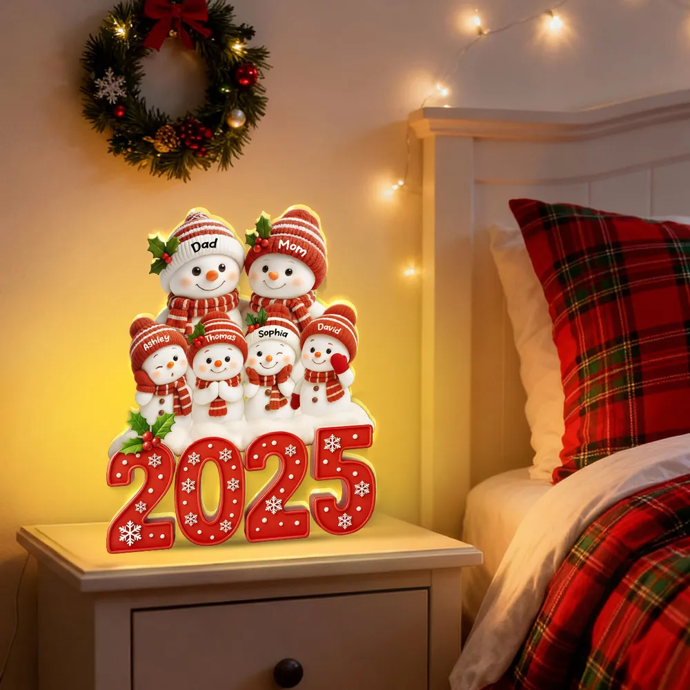 Acrylic Light Box with Festive Snowman Family, Soft Light for Mantel or Bedroom, Heartwarming Holiday Keepsake & Creative Gift - Image 7