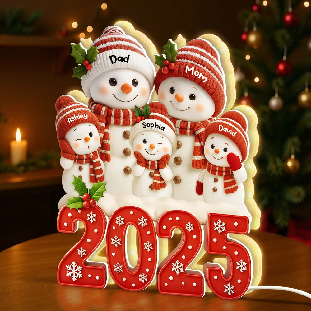 Acrylic Light Box with Festive Snowman Family, Soft Light for Mantel or Bedroom, Heartwarming Holiday Keepsake & Creative Gift - Image 8