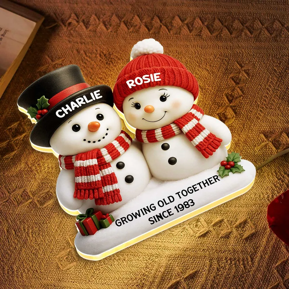 Acrylic Light Box Snowman Couple - Growing Old Together, Warm Glow Christmas Decor, Creative Personalized Gift for Couples - Image 7