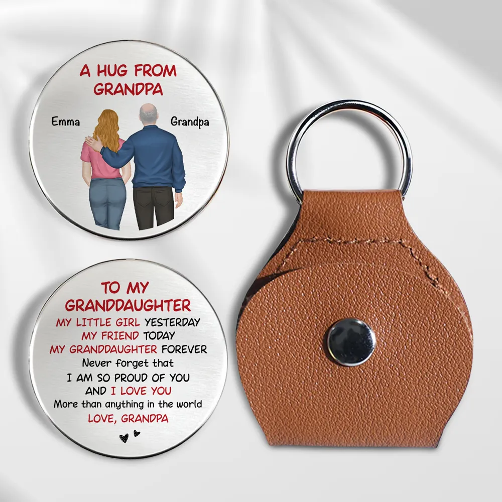 A Hug From Grandpa Grandma – Pocket Hug Keepsake for Granddaughter or Grandson, Stainless Steel Back-View Hug Design, Heartwarming Gift - Image 2