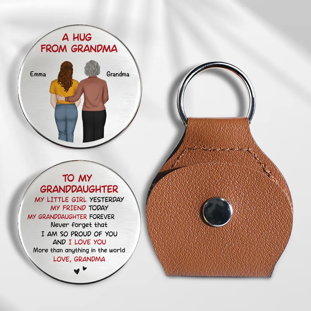 A Hug From Grandpa Grandma – Pocket Hug Keepsake for Granddaughter or Grandson, Stainless Steel Back-View Hug Design, Heartwarming Gift - Image 3