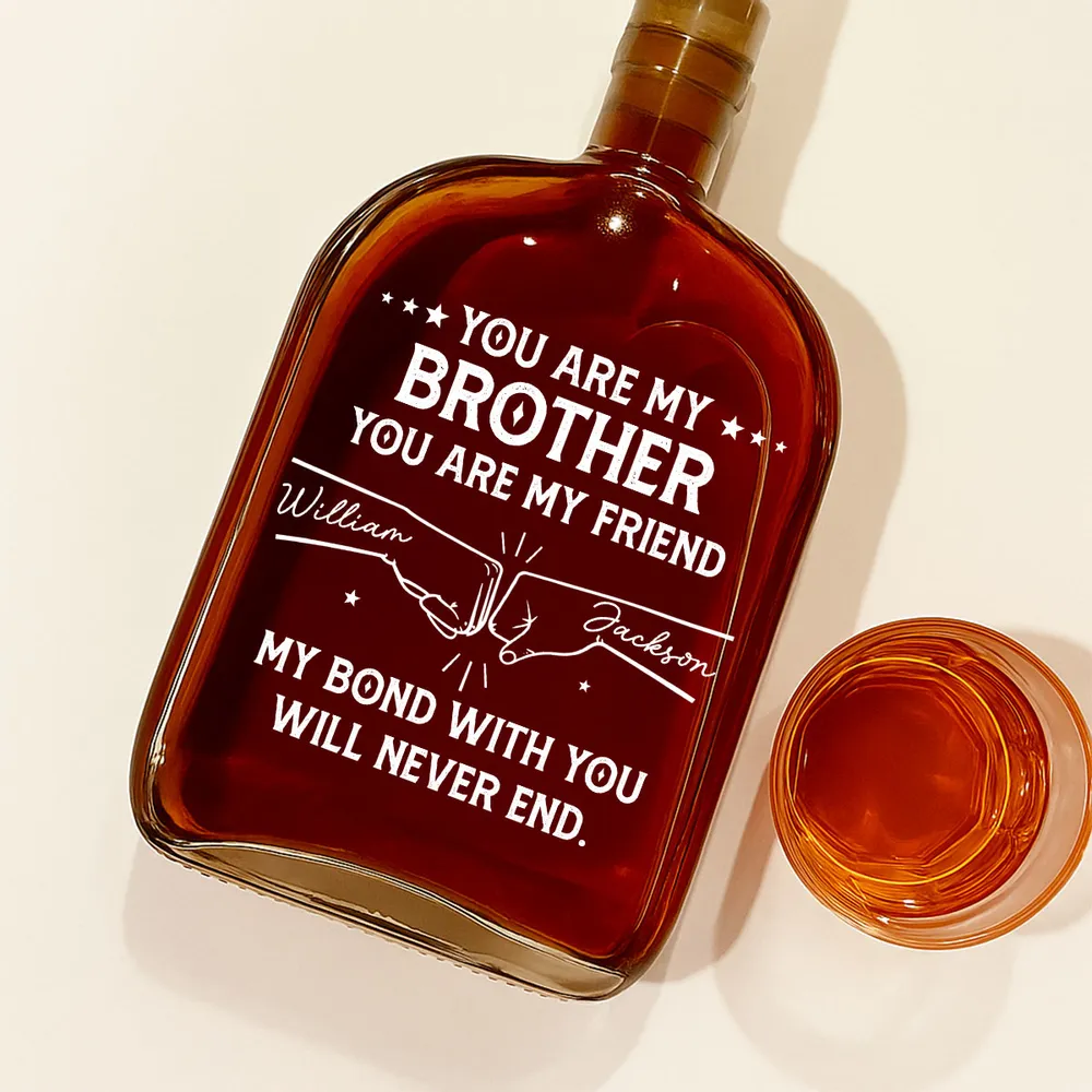 Spirits Decanter for Brother, Personalized Fist-Bump Design for Home Bar, You Are My Brother Message, Unique Gift - Image 2