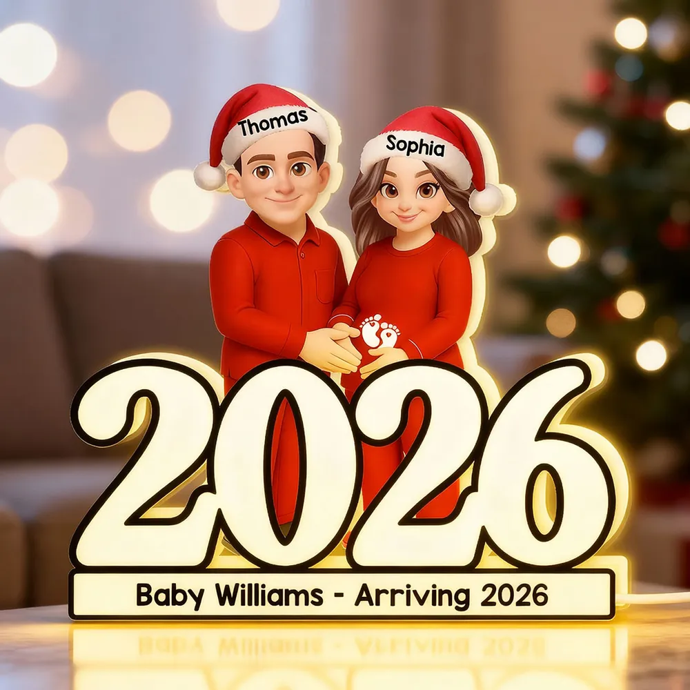 Acrylic Light Box, Personalized Christmas Pregnancy Reveal, Warm Glow Mantel Decor, Unique Gift for New Parents - Image 3