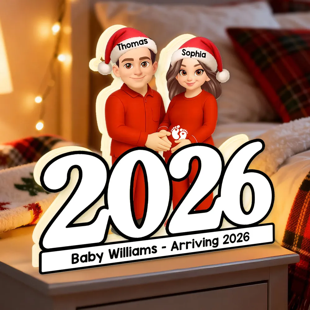 Acrylic Light Box, Personalized Christmas Pregnancy Reveal, Warm Glow Mantel Decor, Unique Gift for New Parents - Image 6