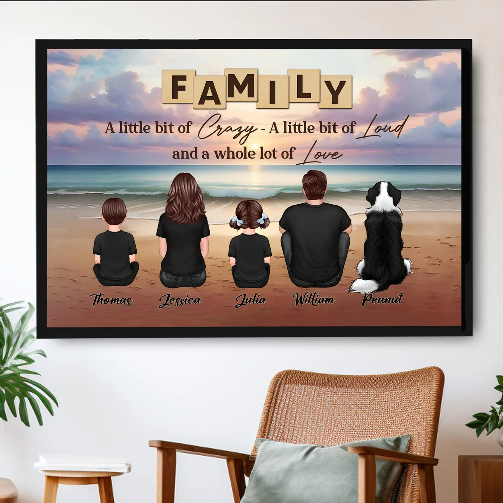 Family Backview Poster — Beach Sunset Design, a Heartfelt Wall Art That Celebrates Love and Togetherness - Image 2
