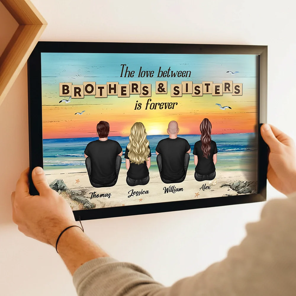 Brothers & Sisters Forever Poster — Personalized Beach Backview Wall Art for Family Love - Image 3
