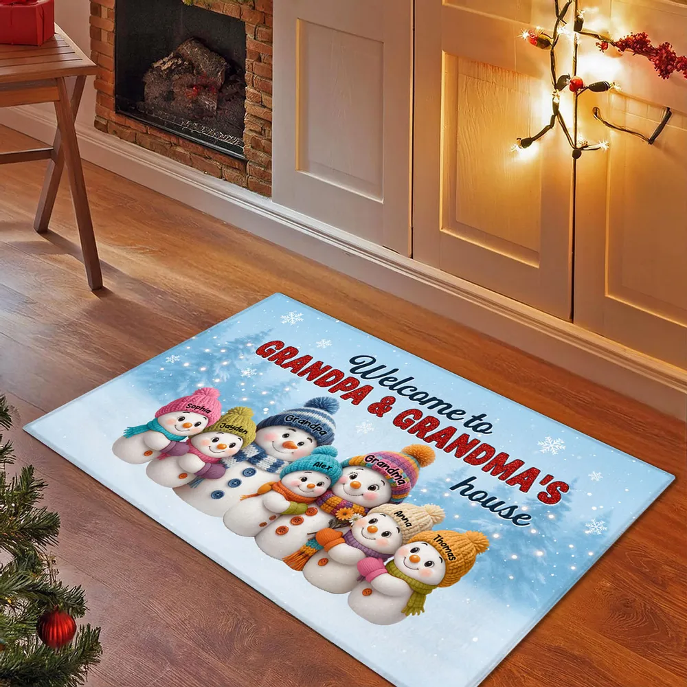 Welcome to Grandpa & Grandma’s House — Snowman Family Doormat, a Cozy Gift for Grandparents - Image 7