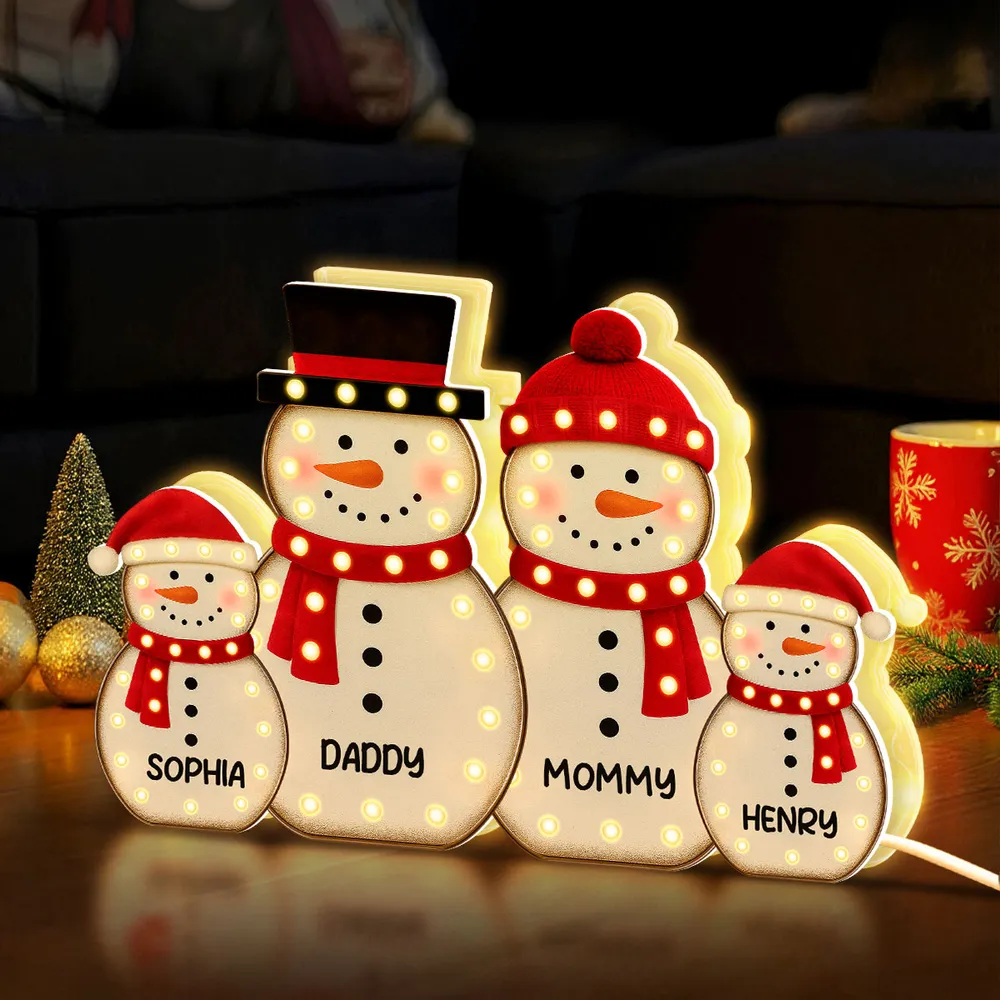 Personalized Snowman Acrylic Light Box, festive LED warm glow for holiday mantel or bedroom, creative keepsake gift for Parents & Kids - Image 6