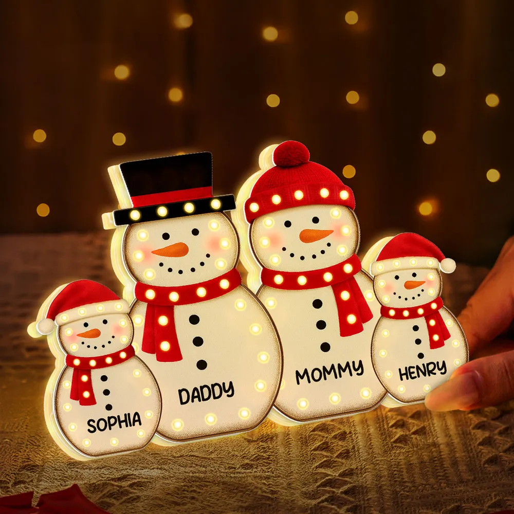 Personalized Snowman Acrylic Light Box, festive LED warm glow for holiday mantel or bedroom, creative keepsake gift for Parents & Kids - Image 7