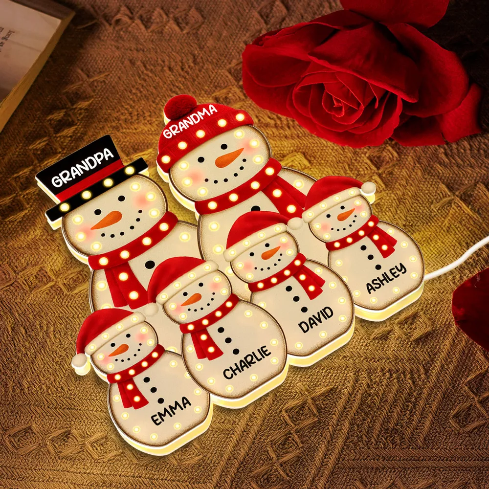 Personalized Snowman Acrylic Light Box, festive LED warm glow for holiday mantel or bedroom, creative keepsake gift for Parents & Kids - Image 9