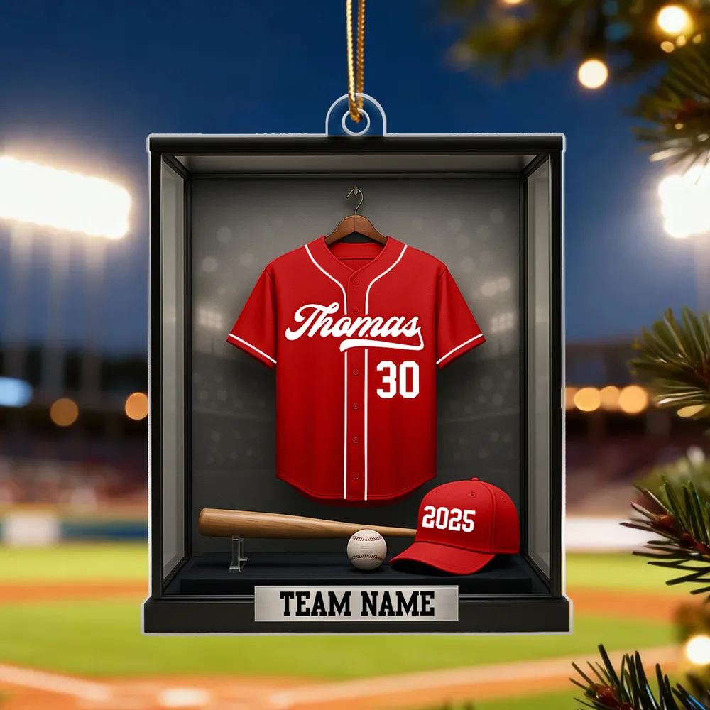 Acrylic Ornament Baseball Jersey Shadow-Box Look for Christmas Tree, Stadium Lights Vibe, Unique Gift for Players, Sons, Daughters, Grandkids - Image 2