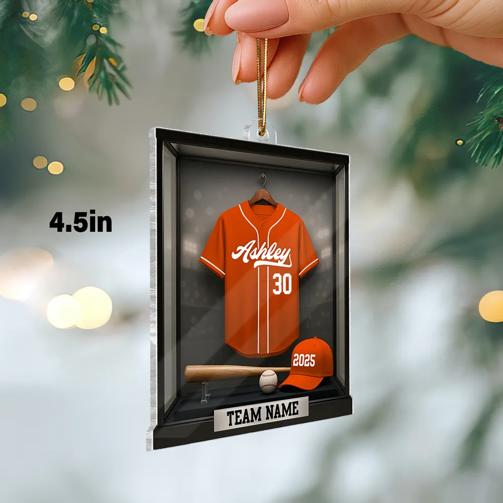Acrylic Ornament Baseball Jersey Shadow-Box Look for Christmas Tree, Stadium Lights Vibe, Unique Gift for Players, Sons, Daughters, Grandkids - Image 3