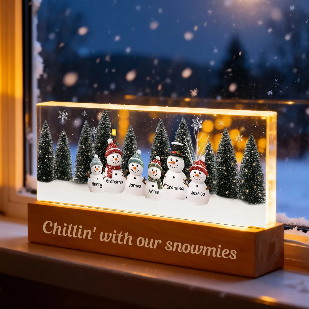 LED Light Plaque Personalized Snowman Family, Warm Glow Bedside Decor, Cozy Winter Keepsake, Unique Holiday Gift for Family - Image 5