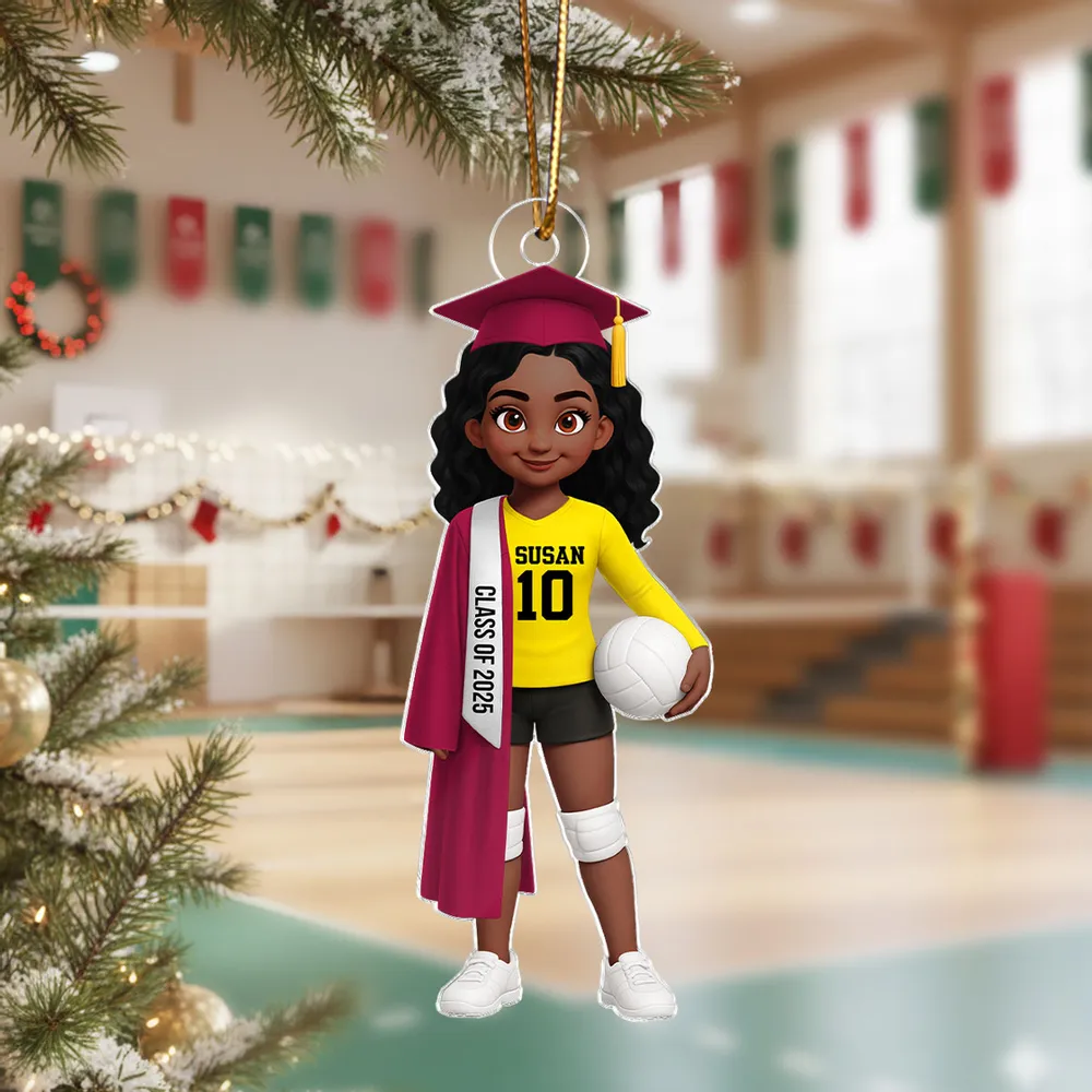 Graduation Volleyball Girl Acrylic Ornament with custom name & year, sporty keepsake gift for students and athletes - Image 9